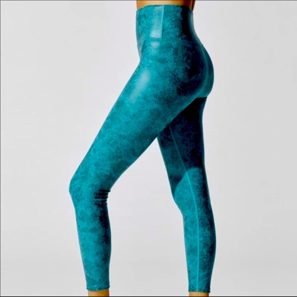 Gorgeous dark teal Carbon38 NWT leatherette high rise 7/8 leggings pants SMALL